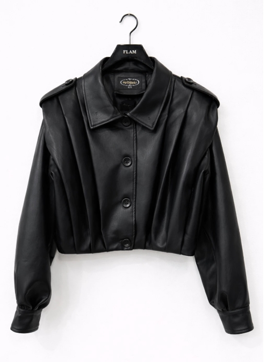 Black PU Jacket Cropped
