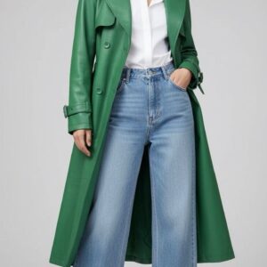 Green PU Long Jacket