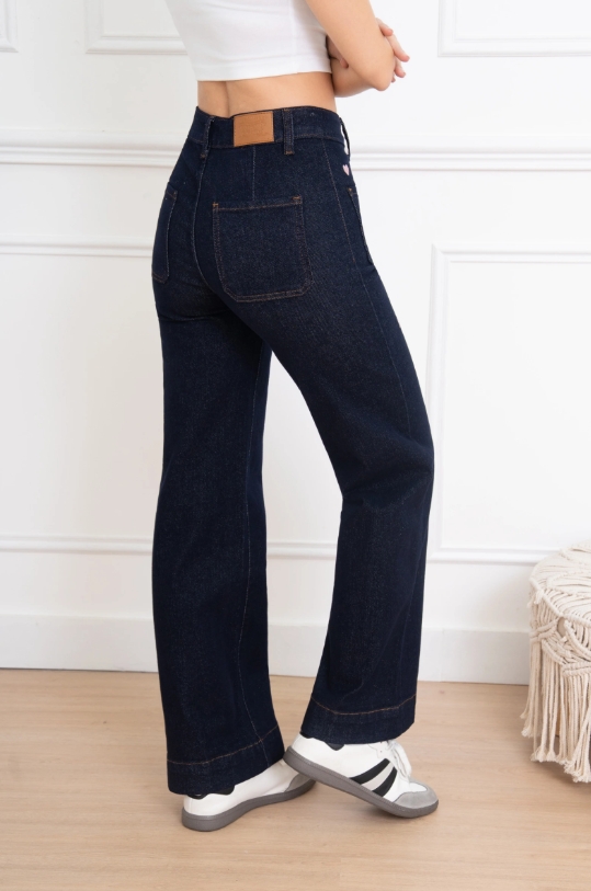 wide Leg heart blue jeans 2