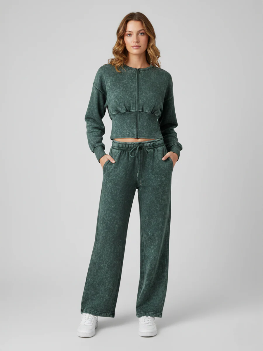Green Acid Wash zip up